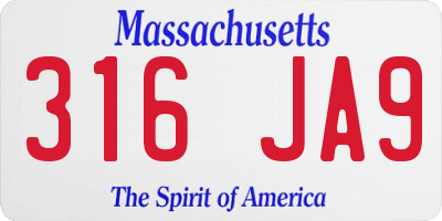 MA license plate 316JA9