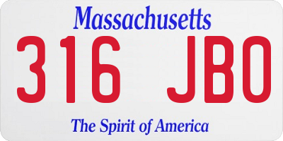 MA license plate 316JB0