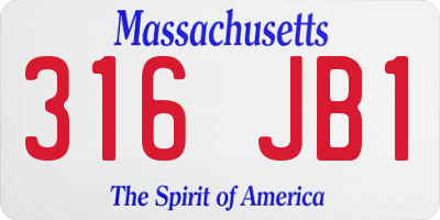 MA license plate 316JB1