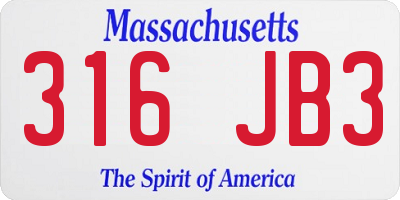 MA license plate 316JB3
