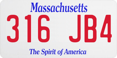 MA license plate 316JB4