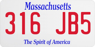 MA license plate 316JB5