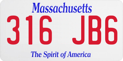 MA license plate 316JB6