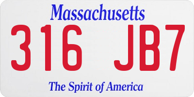 MA license plate 316JB7