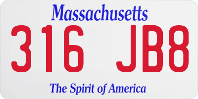 MA license plate 316JB8