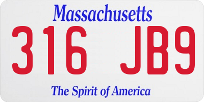MA license plate 316JB9