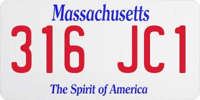 MA license plate 316JC1