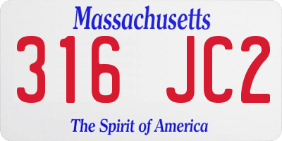 MA license plate 316JC2
