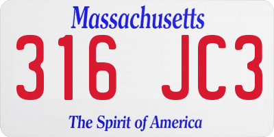 MA license plate 316JC3