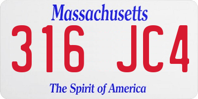 MA license plate 316JC4