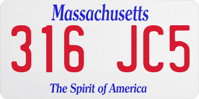 MA license plate 316JC5