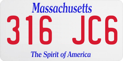 MA license plate 316JC6