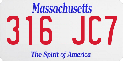 MA license plate 316JC7