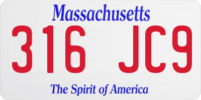 MA license plate 316JC9