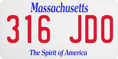 MA license plate 316JD0