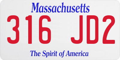 MA license plate 316JD2