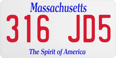 MA license plate 316JD5