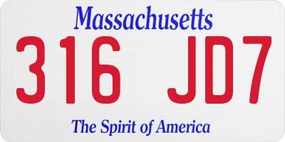 MA license plate 316JD7
