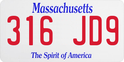 MA license plate 316JD9