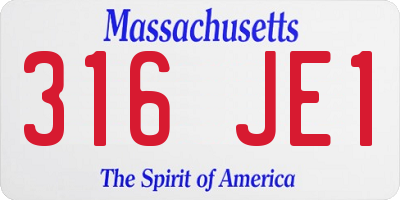 MA license plate 316JE1