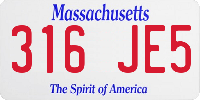 MA license plate 316JE5