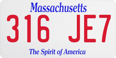 MA license plate 316JE7