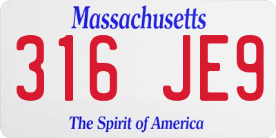 MA license plate 316JE9