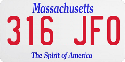 MA license plate 316JF0