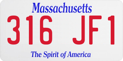 MA license plate 316JF1