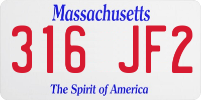MA license plate 316JF2