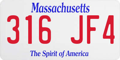 MA license plate 316JF4