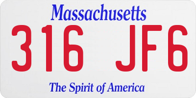 MA license plate 316JF6