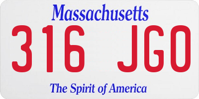 MA license plate 316JG0