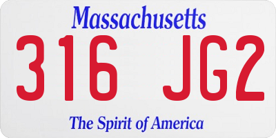 MA license plate 316JG2