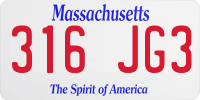 MA license plate 316JG3
