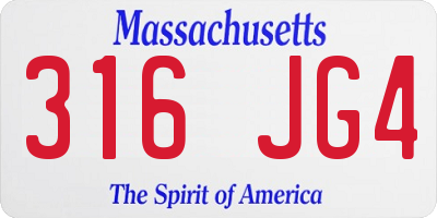 MA license plate 316JG4