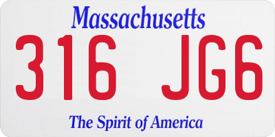 MA license plate 316JG6