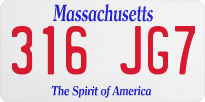 MA license plate 316JG7