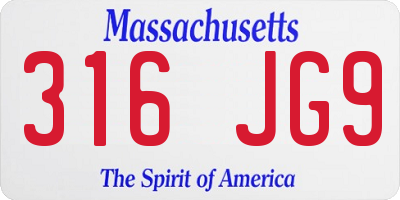 MA license plate 316JG9