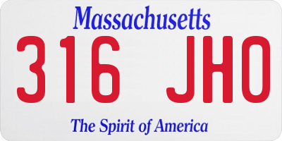 MA license plate 316JH0