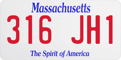 MA license plate 316JH1