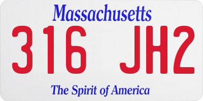 MA license plate 316JH2