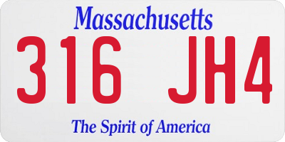 MA license plate 316JH4