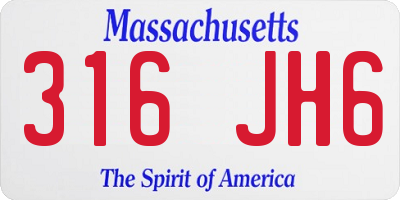 MA license plate 316JH6
