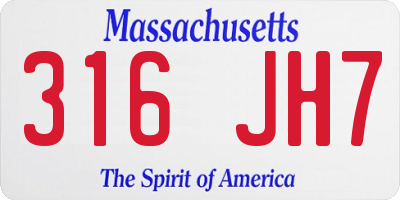 MA license plate 316JH7