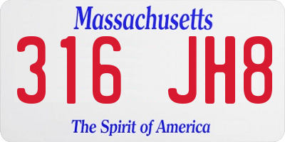 MA license plate 316JH8