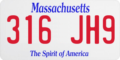 MA license plate 316JH9