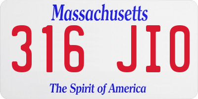 MA license plate 316JI0