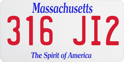 MA license plate 316JI2