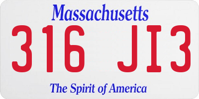 MA license plate 316JI3